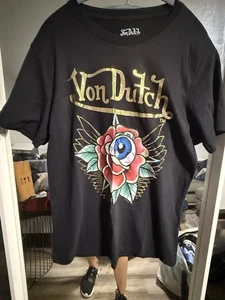 Von Dutch T-Shirt Eyeball Flower Plant Band Double Sided Size Medium NWT - Picture 1 of 6