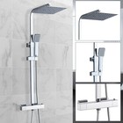 Bathroom Thermostatic Exposed Shower Mixer Twin head Square Bar Set Chrome/Black