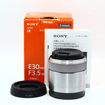 "Near Mint" SONY E 30mm F/3.5 MACRO SEL30M35 Silver Lens for SONY E mount #08021 - Image 1 of 4