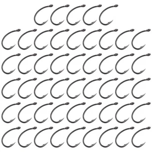 50pcs Fish Hooks Curve Shank Freshwater Hair Rigs Lot Professional Set - Picture 1 of 65