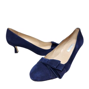 Oscar De La Renta Tacones Gamuza Azul NUEVO Talla 40/10 Arcos EE. UU. Cuero Marino Bomba Italia - Imagen 1 de 14