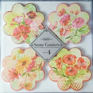 Garden Beauty Shaped Stone Coasters w/Cork Backing Set of 4 by Boston Warehouse - Bild 1 von 9