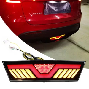 For Tesla Model Y 2020-2023 LED Rear Bumper Reflector Lamp Brake Fog Lights DRL - Picture 1 of 16
