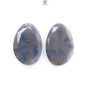 Par de piedras preciosas de zafiro trapiche azul y plateado de 90 quilates corte facetado 36*24 mm - Imagen 1 de 4