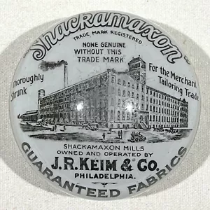 Antike Anzeige. Glas Briefbeschwerer Shackamaxon Mills J.R. Keim & Co. Philadelphia - Bild 1 von 6