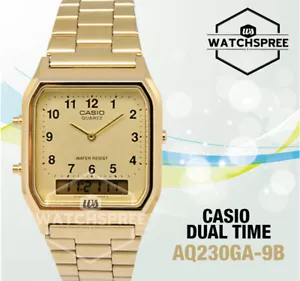 Casio Vintage Style Gold Stainless Steel Watch AQ230GA-9B AQ-230GA-9B - Picture 1 of 3