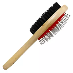 Vetfleece Double Sided Pet Dog Cat Grooming Brush Nylon Bristled / Metal Pins - Picture 1 of 5