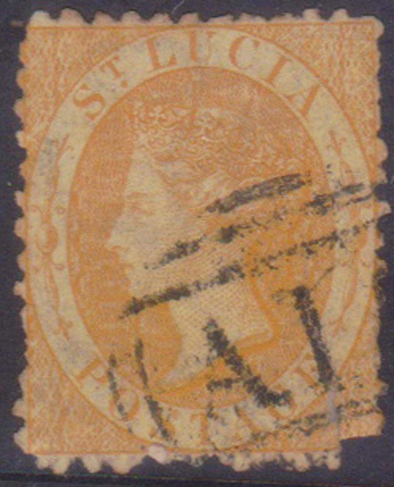 (F326-13) 1863 St Lucia 1d yellow and orange QVIC stamp AI Cancel (M)  (KW68) - Изображение 1 из 1