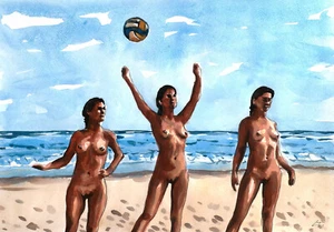 Original watercolor painting. A3 /42 x 30 cm/. nude erotic signed nudist - Picture 1 of 3