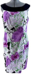 AGB Floral Sleeveless Stretch Twill Floral Knee Length Sheath Dress Size 16 - Picture 1 of 13