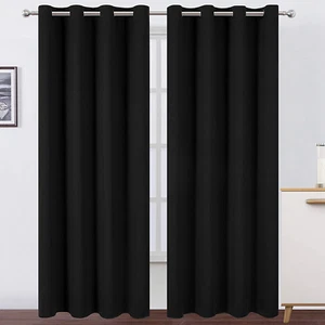 Blackout Curtains 52 X 84 Inch/Black Set of 2 Panels/Thermal Insulated Room Dark - Picture 1 of 12