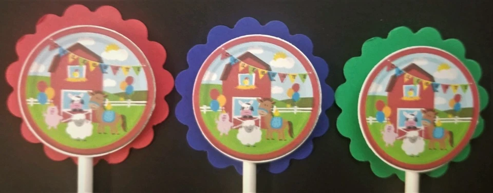 Juego de 24 adornos para cupcakes de animales de corral Foto 1 de 1