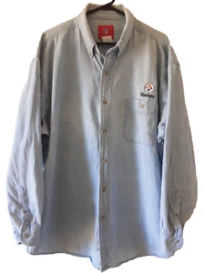 NFL Pittsburgh Steelers Shirt Mens XL Blue Denim Button Up  Football Y2K Vintage - Picture 1 of 11