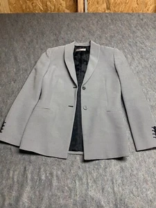NICOLA  Woman’s Suit Blazer Italy Business Gray White Size 4 Office Geometric - Picture 1 of 9