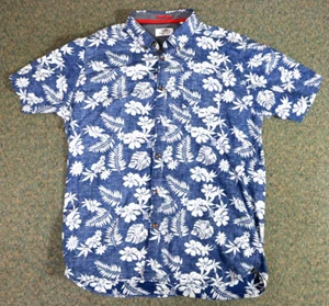 Vtg Kangaroo Poo Mens XXL Hawaiian Tropical Floral Blue/White Button Down Shirt - Picture 1 of 13