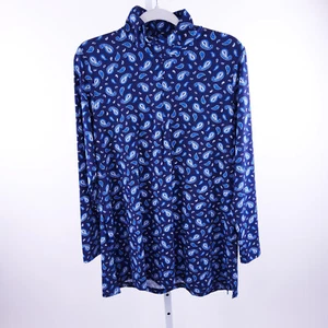 New Lands' End Petite Long Sleeve Swim Cover-up 517355 Deep Sea Navy Paisley - Picture 1 of 11
