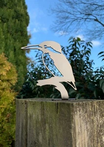 KINGFISHER PÁJARO CERCA PUERTA TOPPER JARDÍN DECORACIÓN ACERO METAL REGALO - Imagen 1 de 3