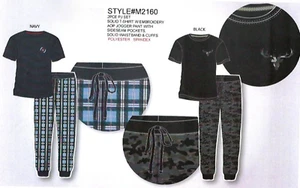 CASUAL TIME - Juego de pijamas de 2 piezas para hombre con mangas cortas y pantalones con puños - Imagen 1 de 3