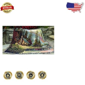 60x50-Inch Cotton Tapestry Throw by Thomas Kinkade - Elegant Home Accent - Picture 1 of 2