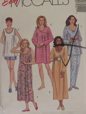 OOP McCALLS 7951 Misses Nightgown in 2 lengths Pants or Shorts PATTERN XS-S-M UC - Image 1 of 3