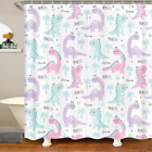 Dinosaur Shower Curtain Pink Purple Dinos Bath Curtain for Kids Girls Cartoon Ba
