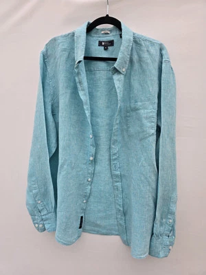 Reyn Spooner 100% Linen Long Sleeve Buttondown Shirt Tailored Turquoise Size L - Image 1 of 4