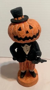 Arte popular primitivo Halloween calabaza Jack O linterna papel maché estatuilla - Imagen 1 de 5