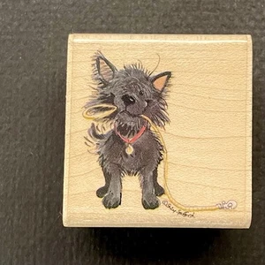 Suzy’s Zoo Happy Scruffy Terrier Dog Rubber Stamp Rubber Stampede Animal - Picture 1 of 3