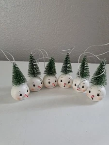 (6) Johanna Parker Treetop Snowmen Vintage Style Christmas Holiday Ornament Set - Picture 1 of 2