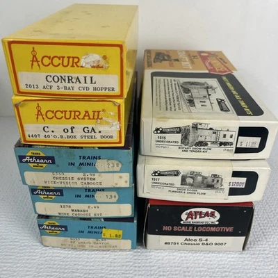 HO Scale Empty Boxes Lot Of 8 Accurail Athearn Roundhouse Atlas + 4 Instructions - Image 1 of 3