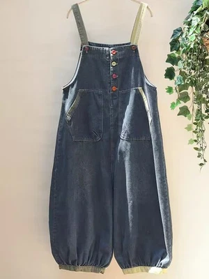 Casual Womens Denim Jumpsuits Loose Jeans Overalls Rompers Suspender Trousers - image 1 of 4