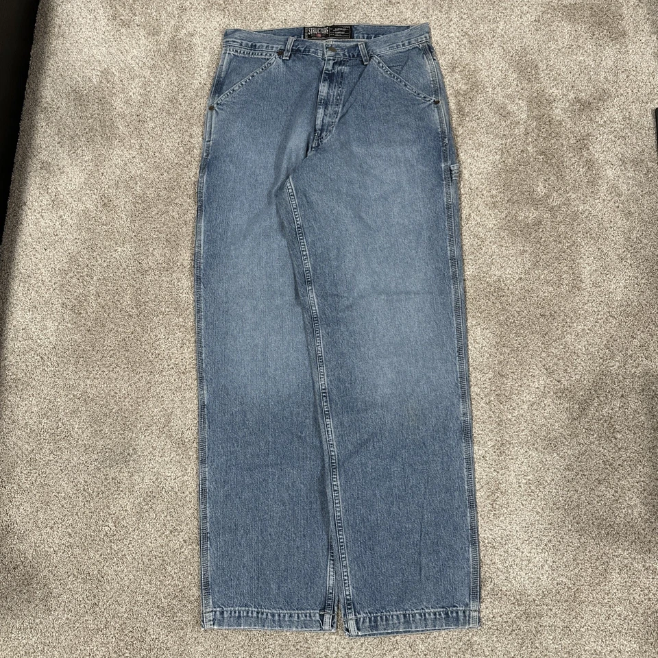 Vaqueros Carpintero Azul Sueltos Vintage Hombre Structure Talla 31/32 Foto 1 de 4