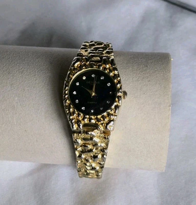Reloj de Cuarzo Geneve Diamante De Colección para Mujer Tono Pepita Dorado Batería Nueva Leer Foto 1 de 4