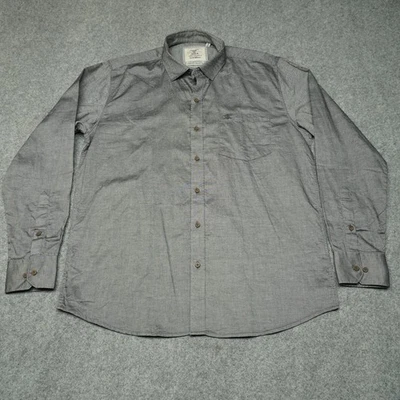 Duke Stardust Men's Casual Button-Down Shirt Gray XL Cotton Oxford Chambray - Image 1 of 4