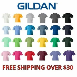 Gildan Youth T Shirts 5000B Solid Heavyweight Cotton Short Sleeve Boys Tee XS-XL - Picture 1 of 27