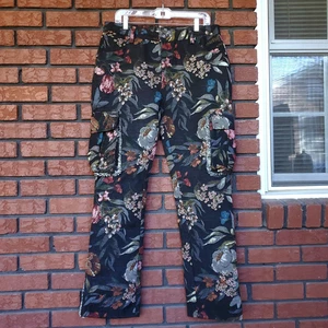 REBEL Vengeance Black Floral Tapestry Pants 32x30 (33x31 Actual) Streetwear Goth - Picture 1 of 14