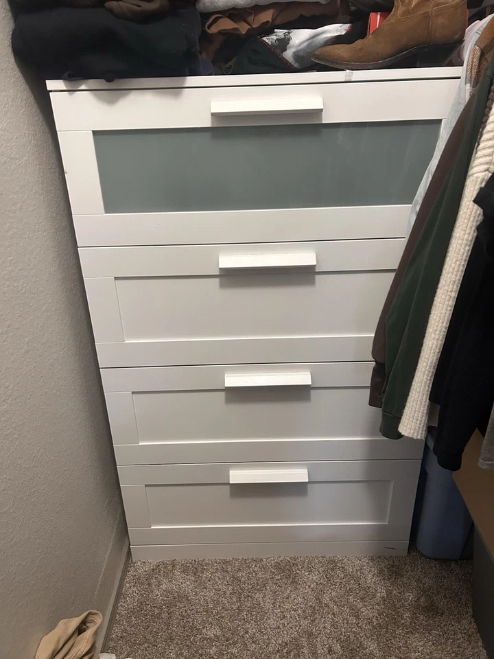 4抽屉白色宜家梳妆台卧室储物收纳盒 — 第 1/1 张图片