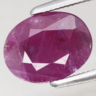 2.22ct  9x7mm Oval 100%Natural Unheated Purplish Red Ruby Guinea, Africa - Image 1 of 4