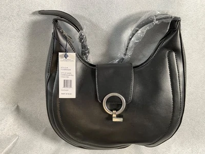 Berloque de couro sintético preto French Connection anel liso Hobo 5-C - Imagem 1 de 2