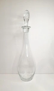 Toscany Hand Blown Glass 15.5" Decanter from Romania w/ Etched Bell Flowers MCM - Picture 1 of 11
