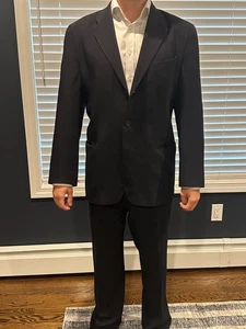 EMPORIO ARMANI MENS SOLID DARK NAVY 2 PIECE WOOL SUIT 42 R (52 EU) PANTS 33W 30L - Picture 1 of 15