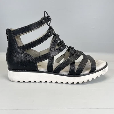 Sandalias de gladiador Jambu Rome para mujer talla 8 M de cuero negro informales zapatos de cuña Foto 1 de 4