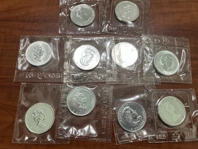 Lote 10 Plata Canadiense $ Sellado Magnífico BU - Fechas Mixtas - 10 oz Total - Foto 1 de 4