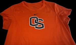 Nike Oregon State Beavers camicia donna taglia M Dri Fit manica corta arancione lunga 26" - Foto 1 di 9