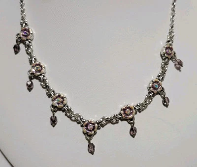 Collar Brighton FORGET ME KNOTS Plata Flor Estación Cuentas Púrpura Cristal Nuevo sin Etiquetas Foto 1 de 4