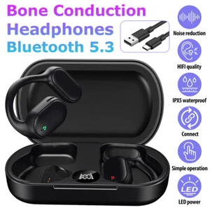 Bluetooth 5.3 Wireless Earbuds Ear Clip Bone Conduction Headphones Sport Headset - Photo 1 sur 18