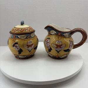 Keramik Kaffee Sahne & Zucker 2er Set Western Rodeo Cowboystiefel rustikal - Bild 1 von 8