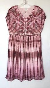 Abito Sundance Gemi rosa multi cravatta tinta floreale ricamato taglia S - Foto 1 di 8