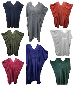 Plus Kaftan Holiday Summer Viscose Tunic Beach One Size 16 18 20 22 24 26 28 30 - Picture 1 of 92