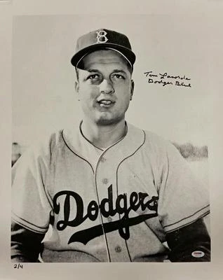 Tommy Lasorda signed "Dodger Blue" inscription 16x20 Canvas Photo # /4 PSA COA - Image 1 of 3
